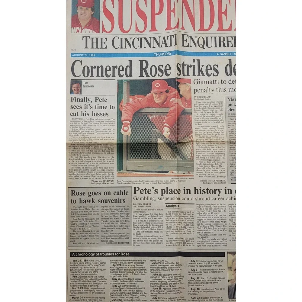 Lot Of Pete Rose 1989 Newspaper Clippings MLB Cincinnati Reds